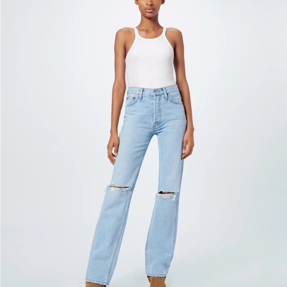 Re/Done Denim Light Blue High-Rise Straight Leg Women’s Jeans